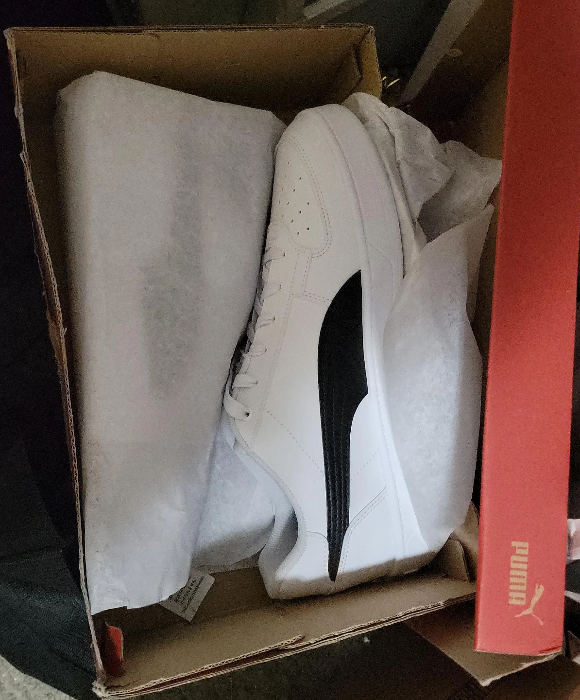 Size 11 Puma Court Classic White & Black Sneakers