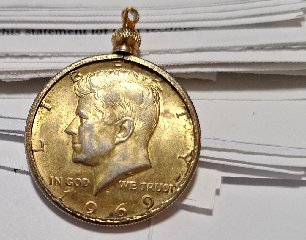 1969 Kennedy Half Dollar Coin Pendant