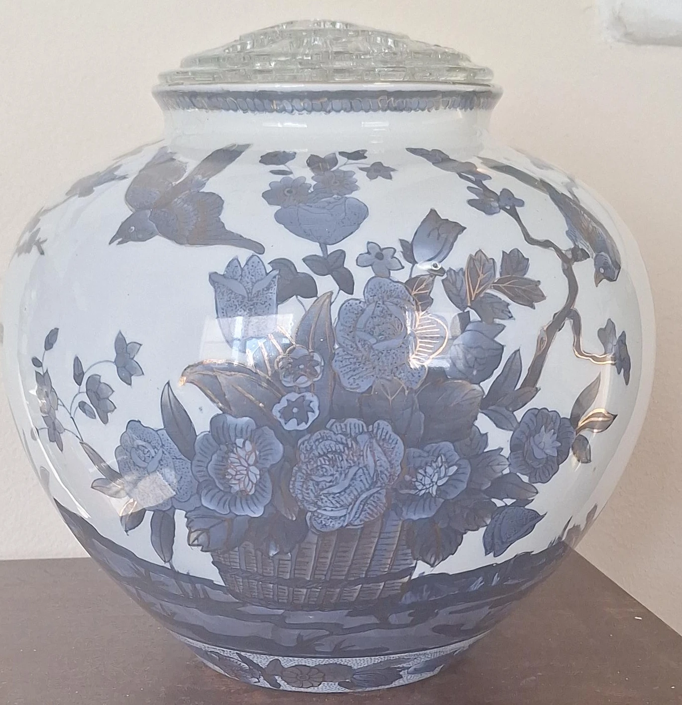 Vintage Floral Ceramic Jar with Lid