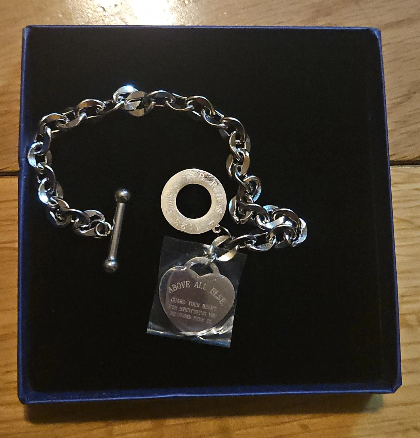 Silver Tone Chain Bracelet with Heart Charm