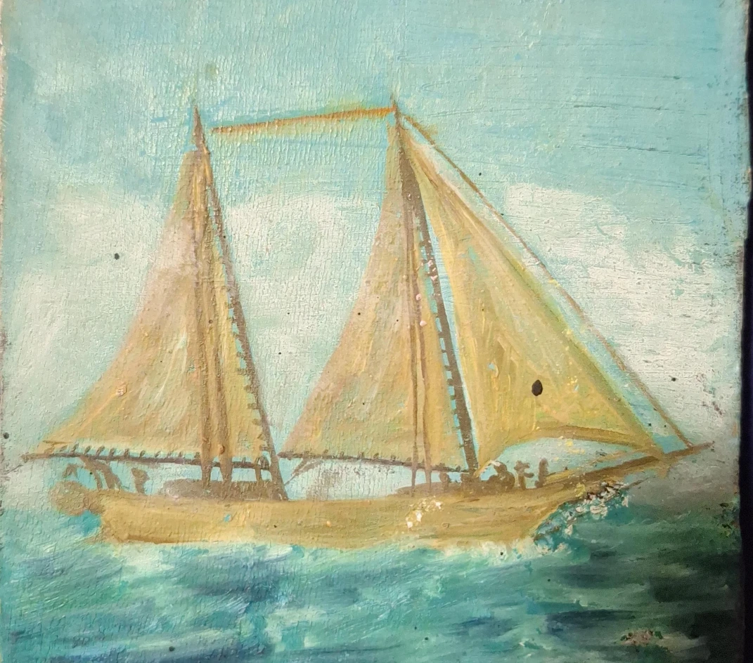 Vintage Sailboat Painting