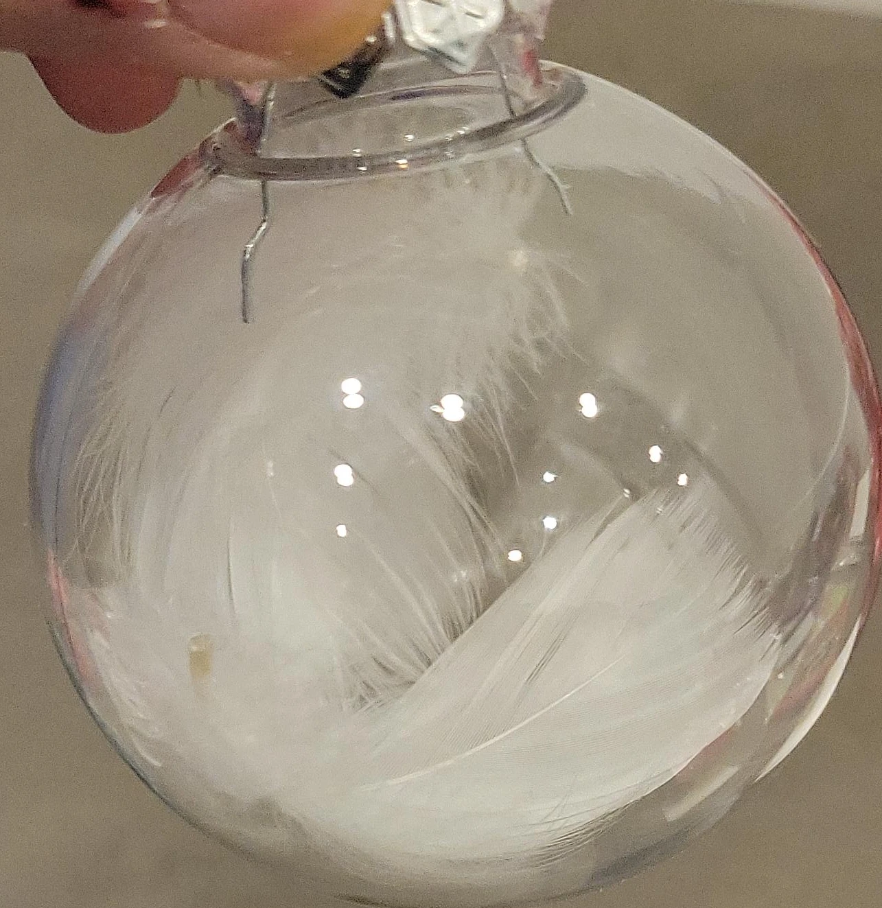 🥕  Plastic Christmas Ornament with Feathers