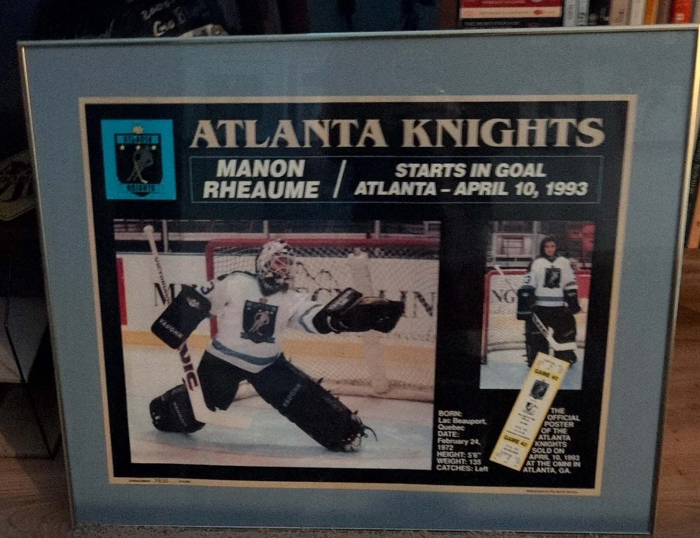 Atlanta Knights Manon Rhéaume Framed Poster