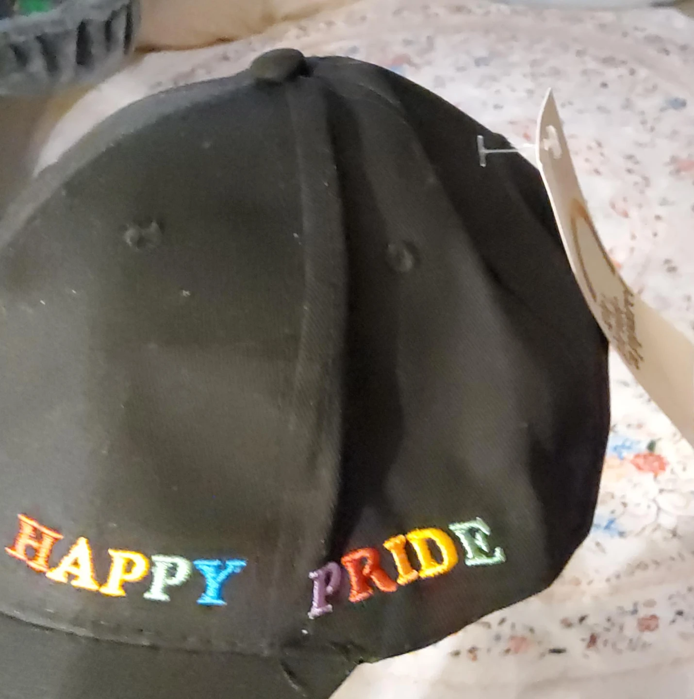 Gay Pride Apparel Black "Happy Pride" Embroidered Baseball Cap