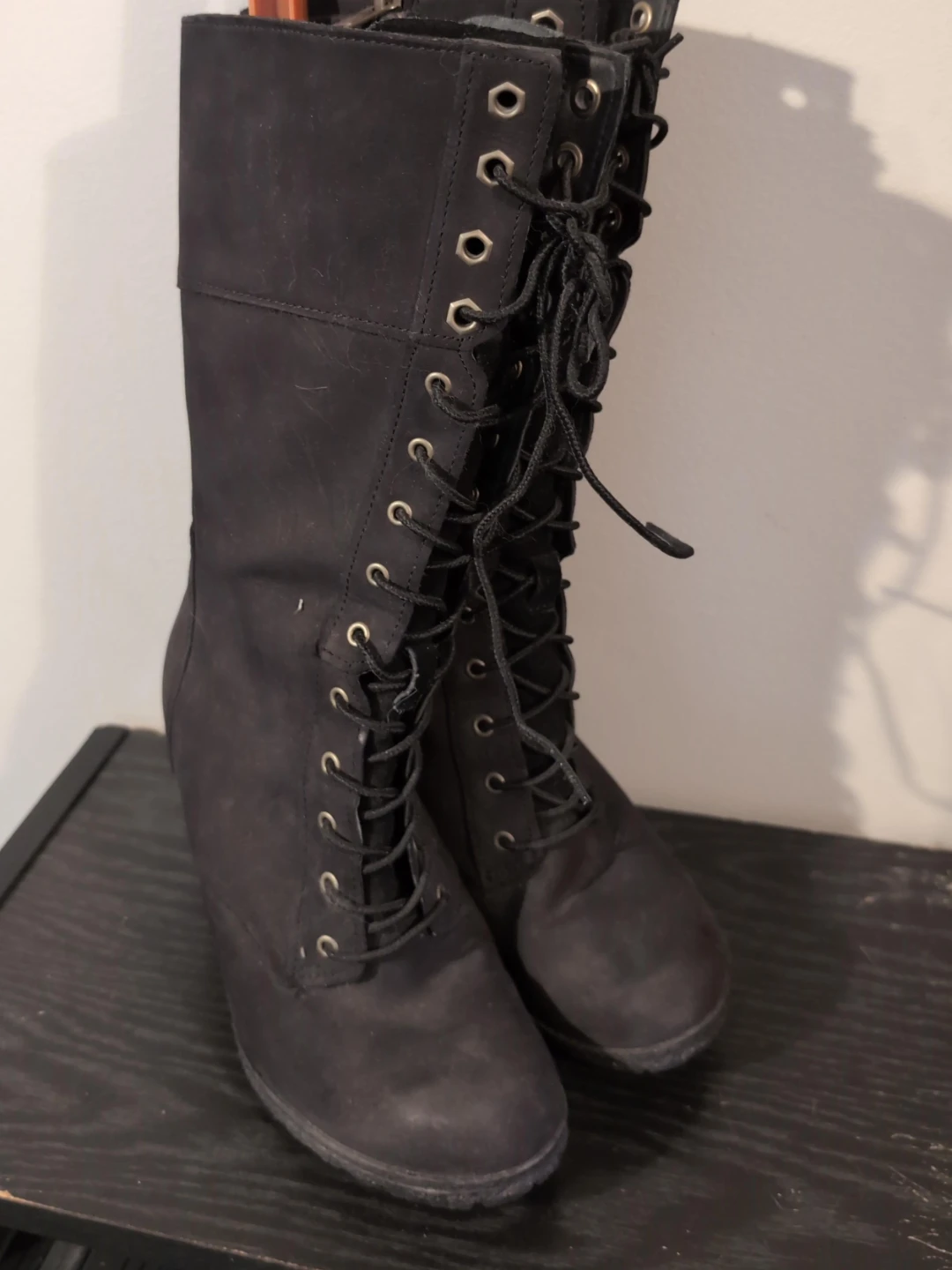 Black Lace-Up Boots