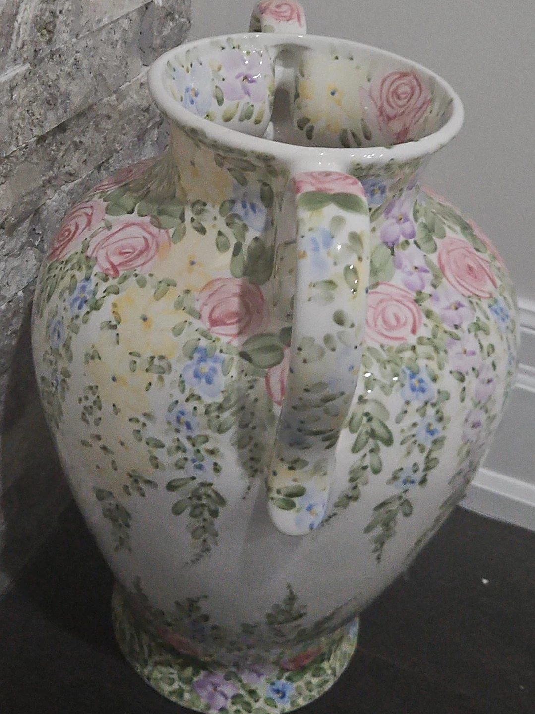 Vintage Floral Ceramic Pitcher
