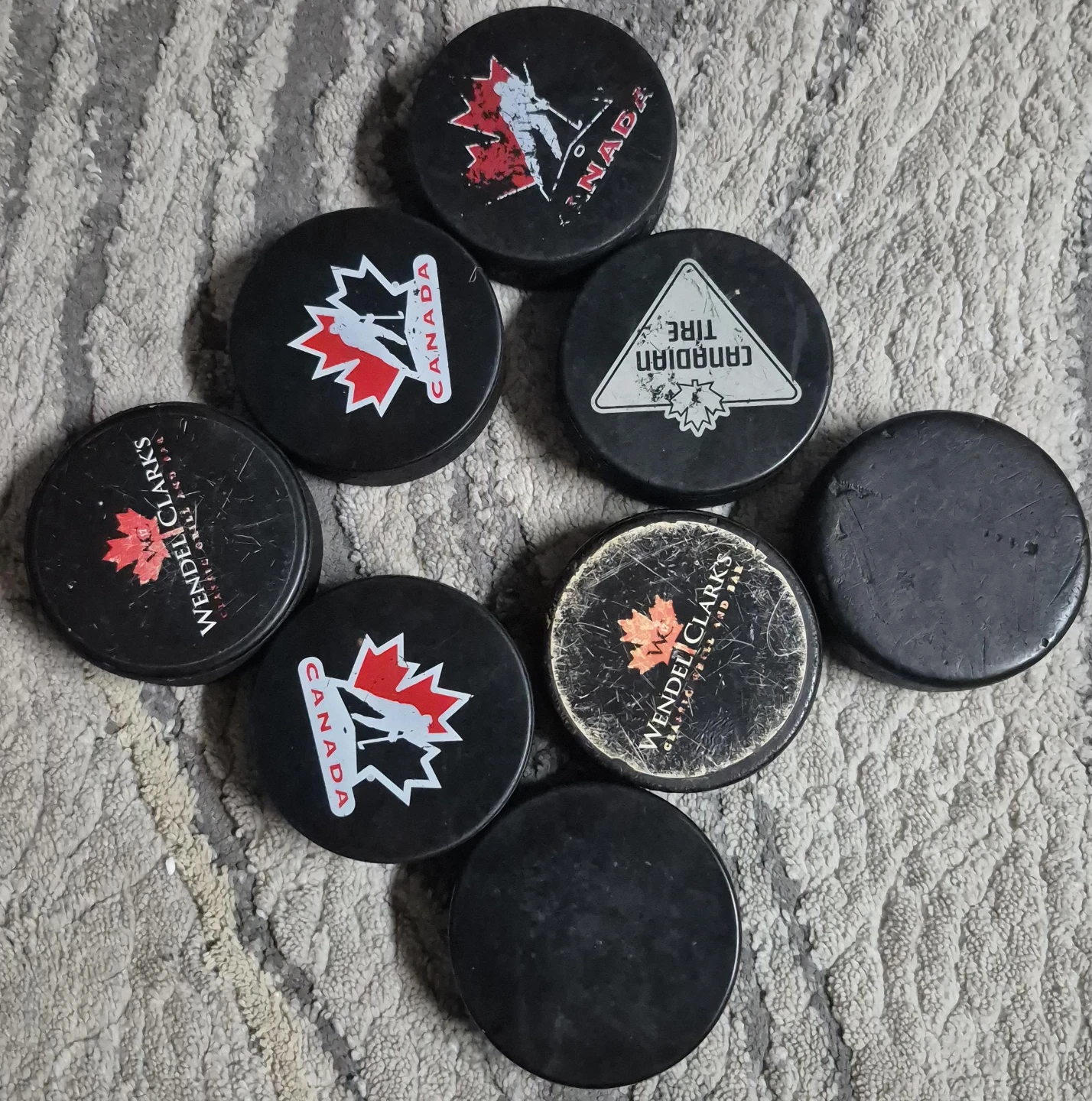 Hockey Pucks - Wendel Clark's & Canadian Tire
