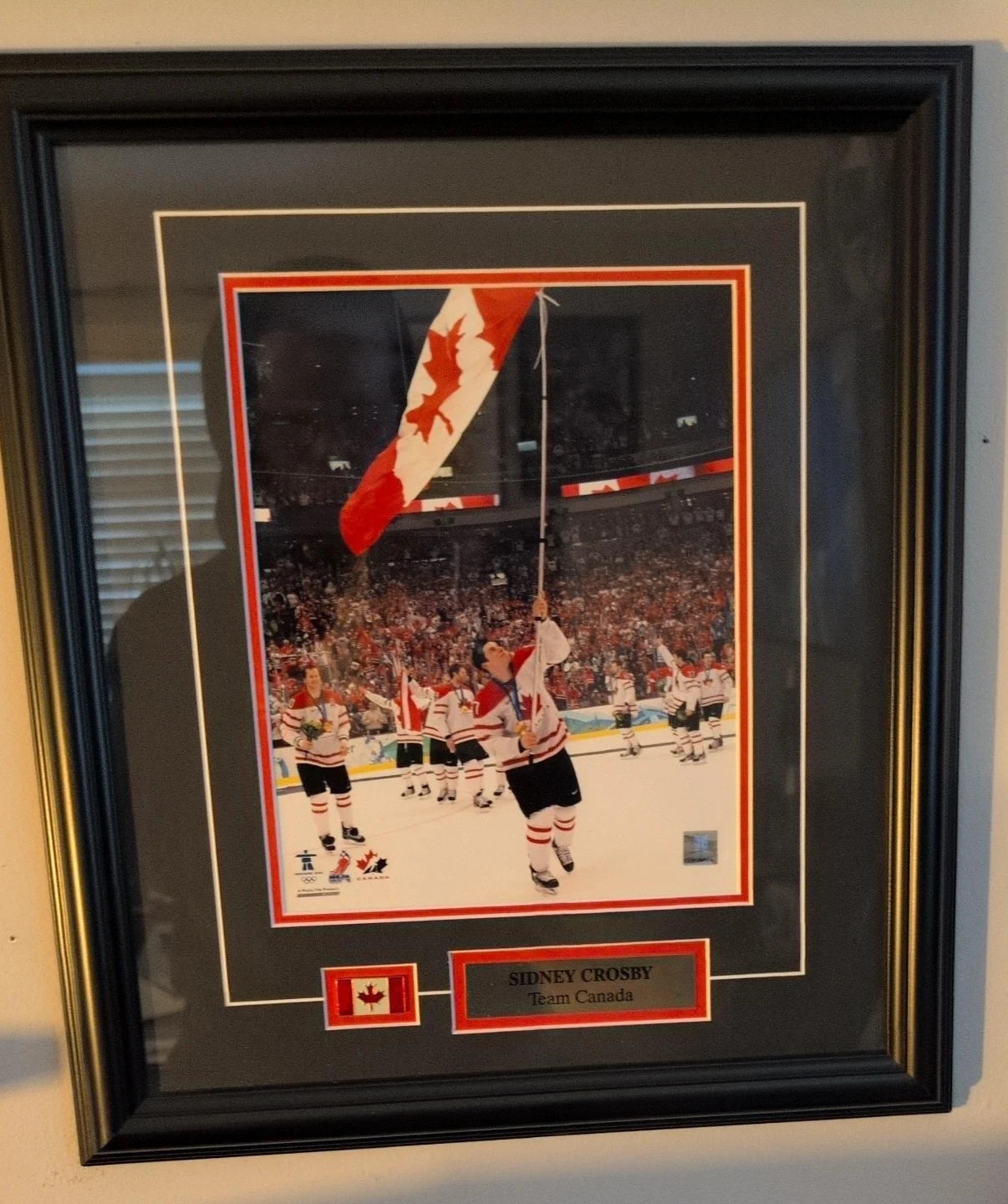 Framed Sidney Crosby Team Canada Olympic Celebration Photo