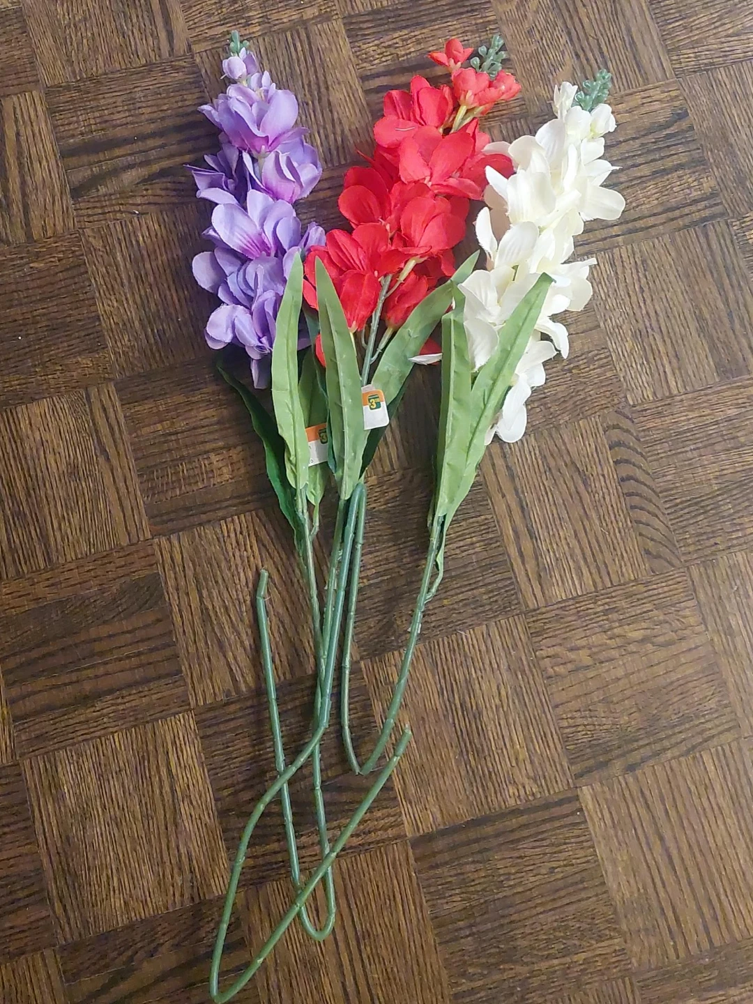 Artificial Flower Stems - Red, White, Purple