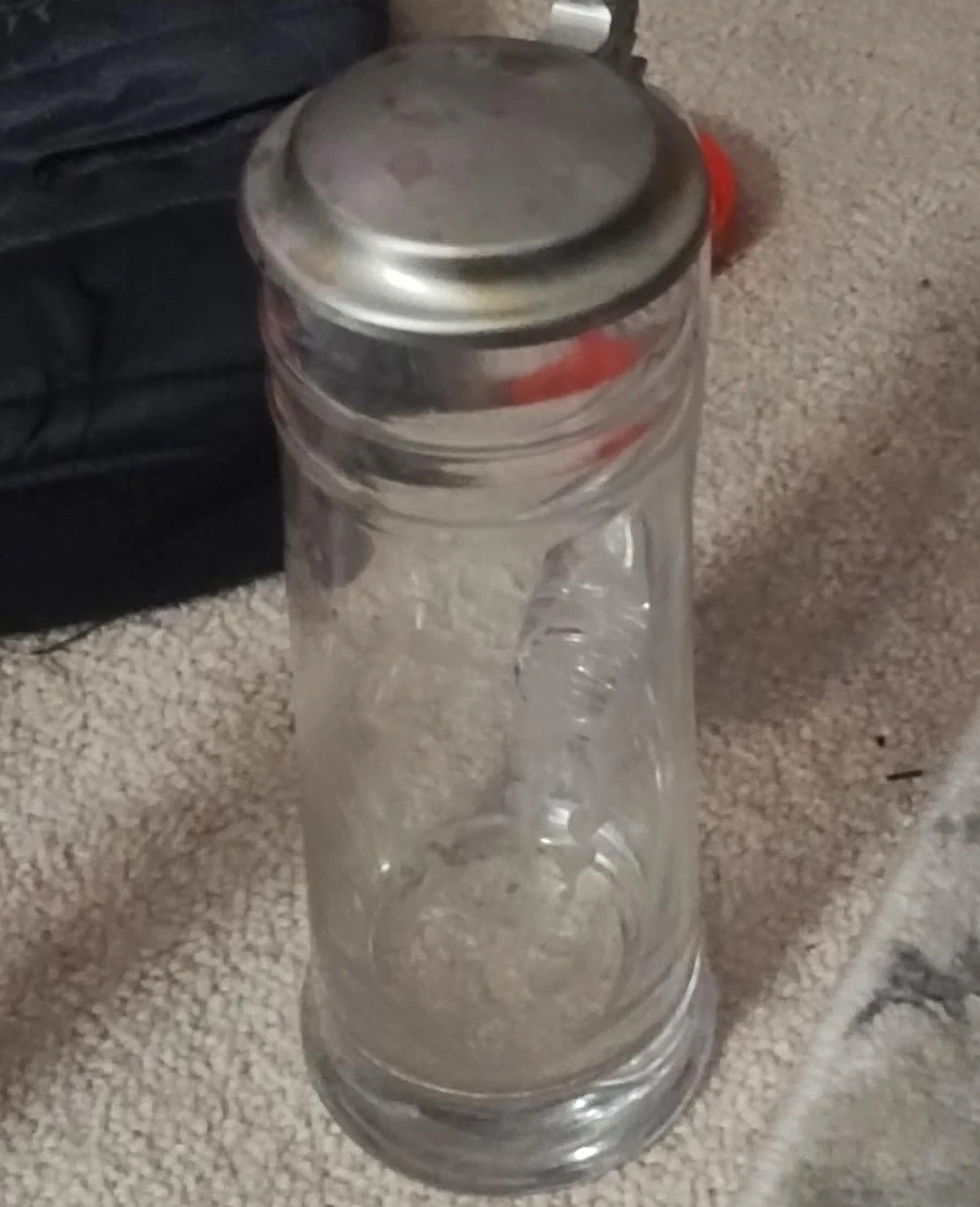Glass Beer Stein with Metal Lid