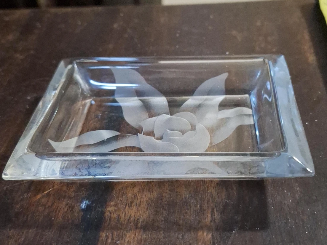 Clear Glass Rose Trinket Dish
