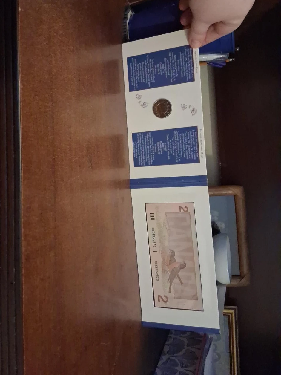 Canadian $2 Bill and Coin Set