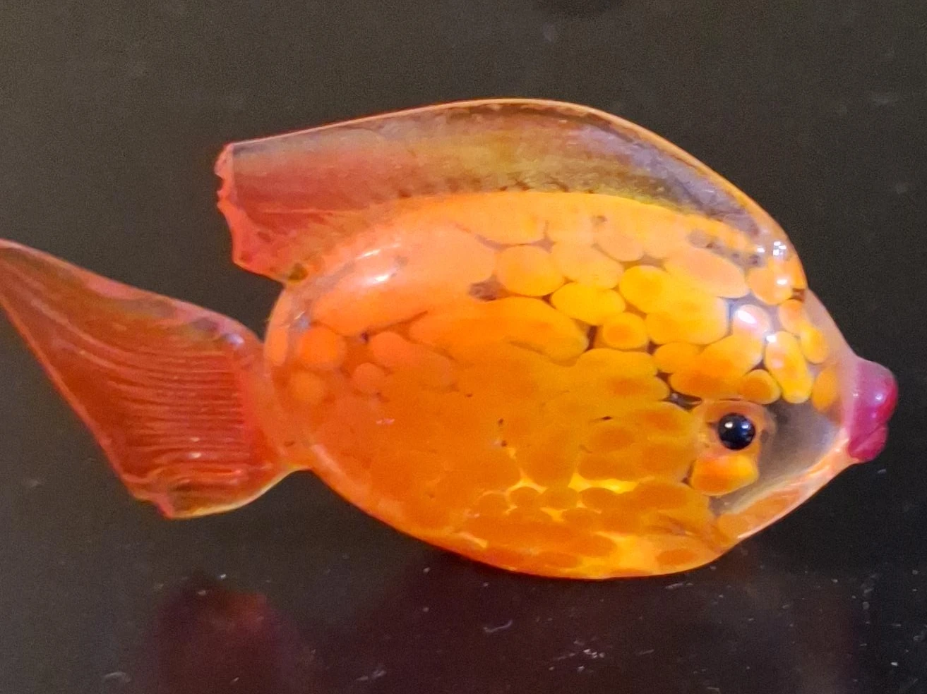 Glass Orange Fish Figurine