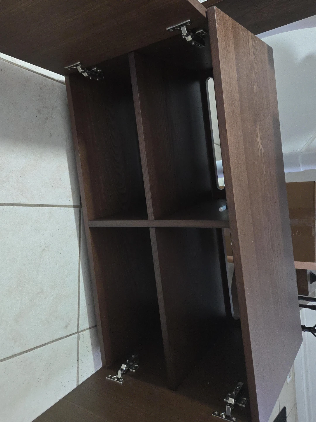 Dark Brown Wood Cabinet with Shelves