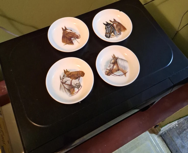 Set of 4 Vintage Horse Head Saucers or Coasters