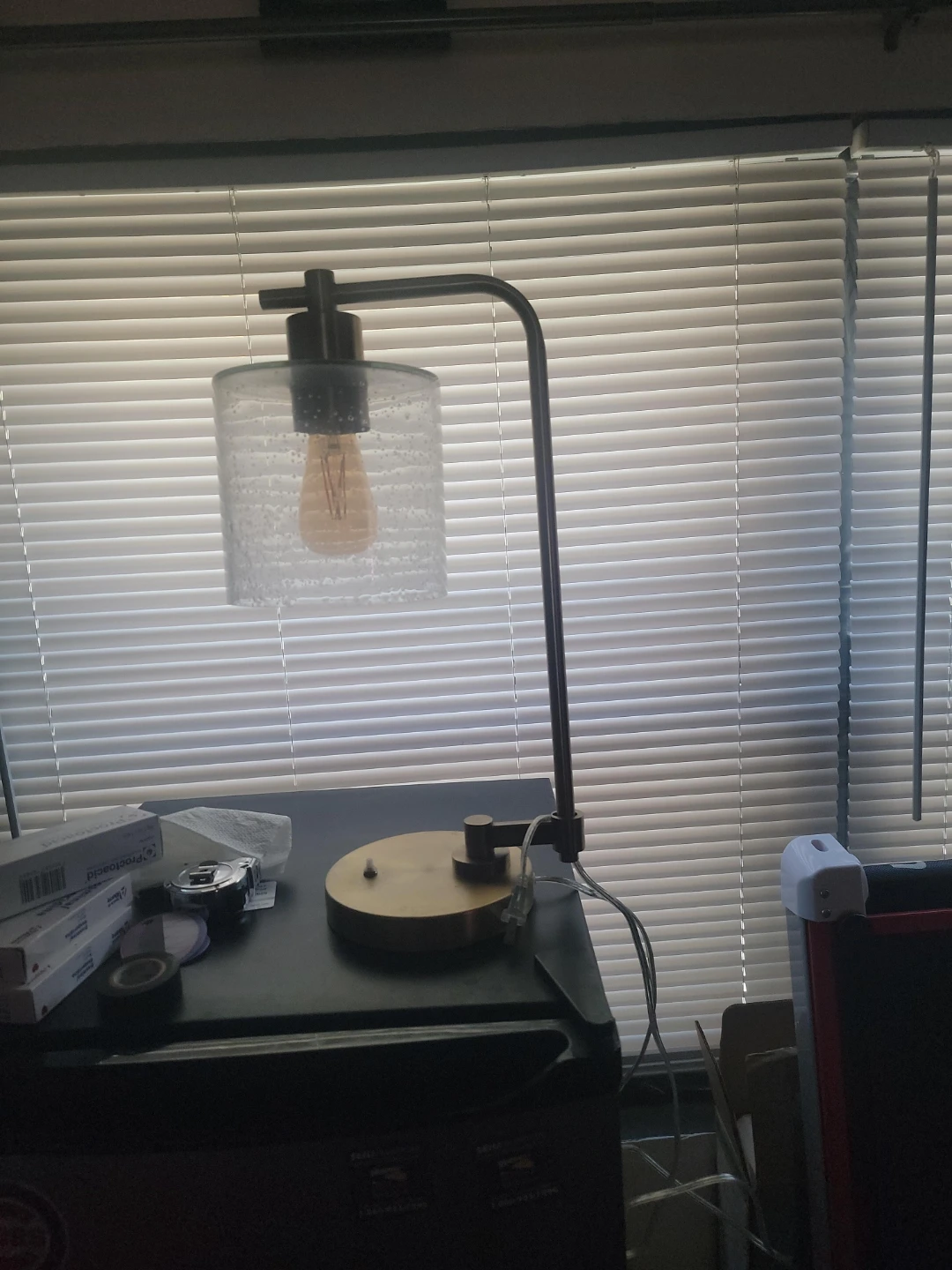 Industrial Style Table Lamp with Glass Shade