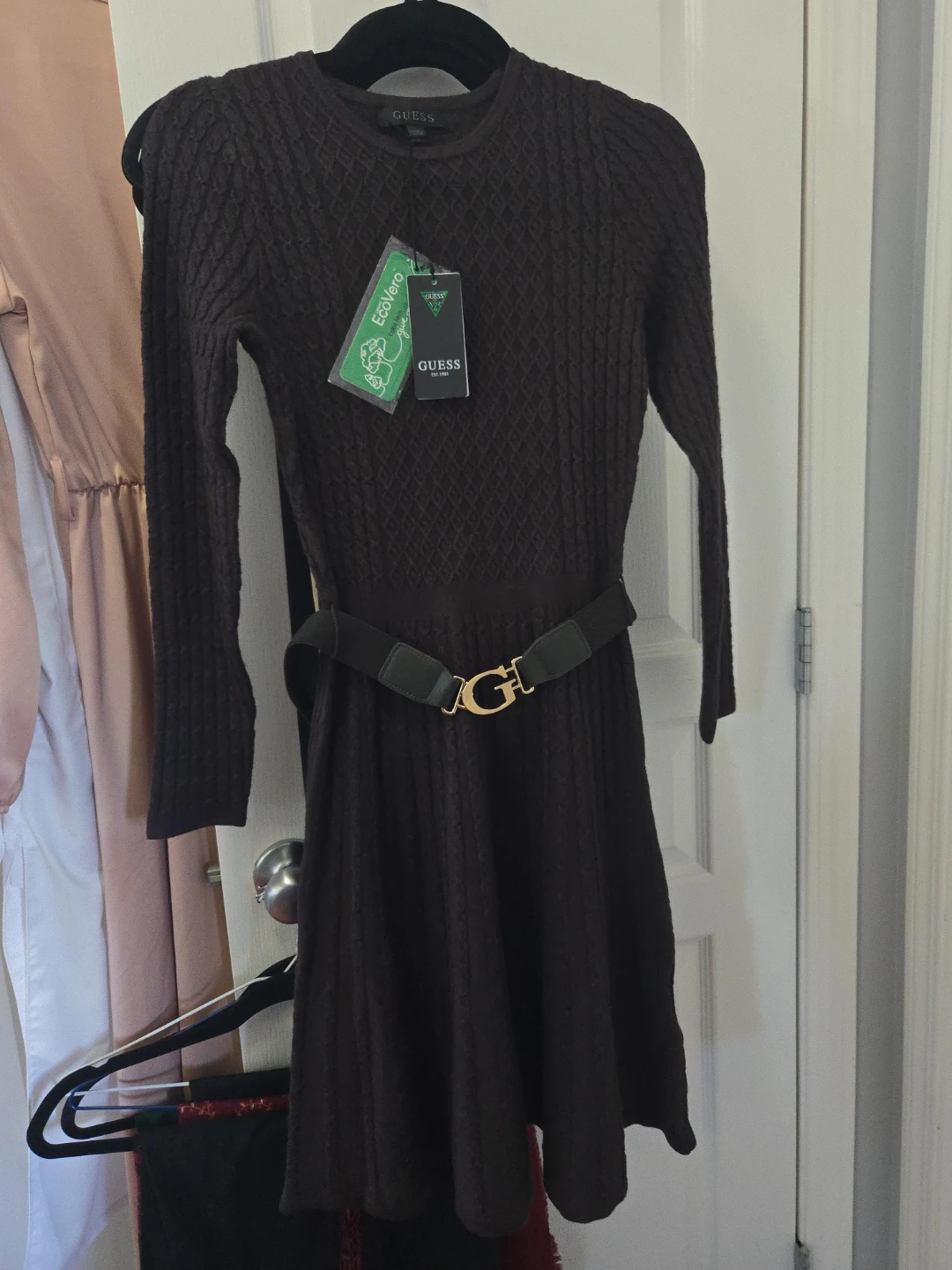 Guess Brown Knit Dress with Belt