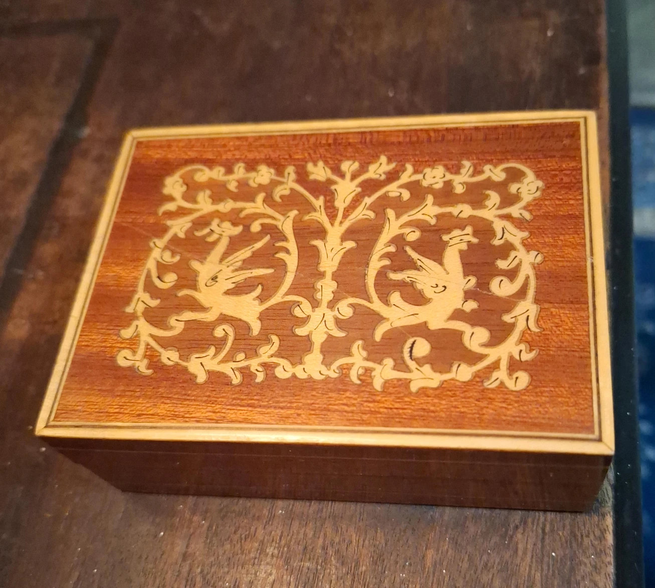 Wooden Box with Bird Design