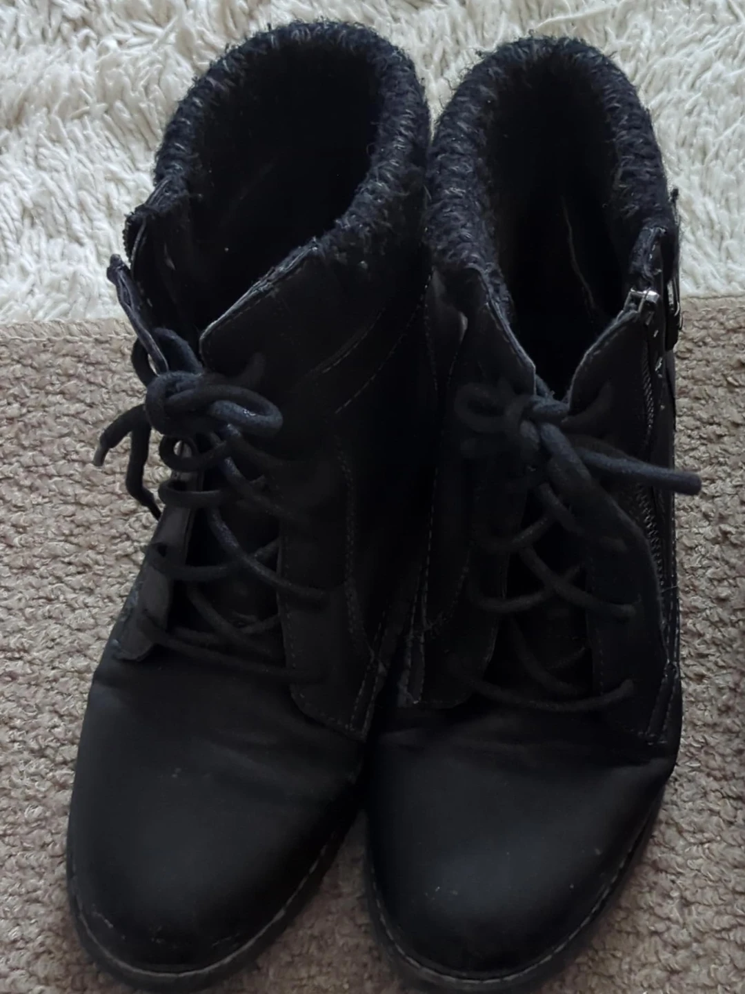 Black Lace-Up Ankle Boots