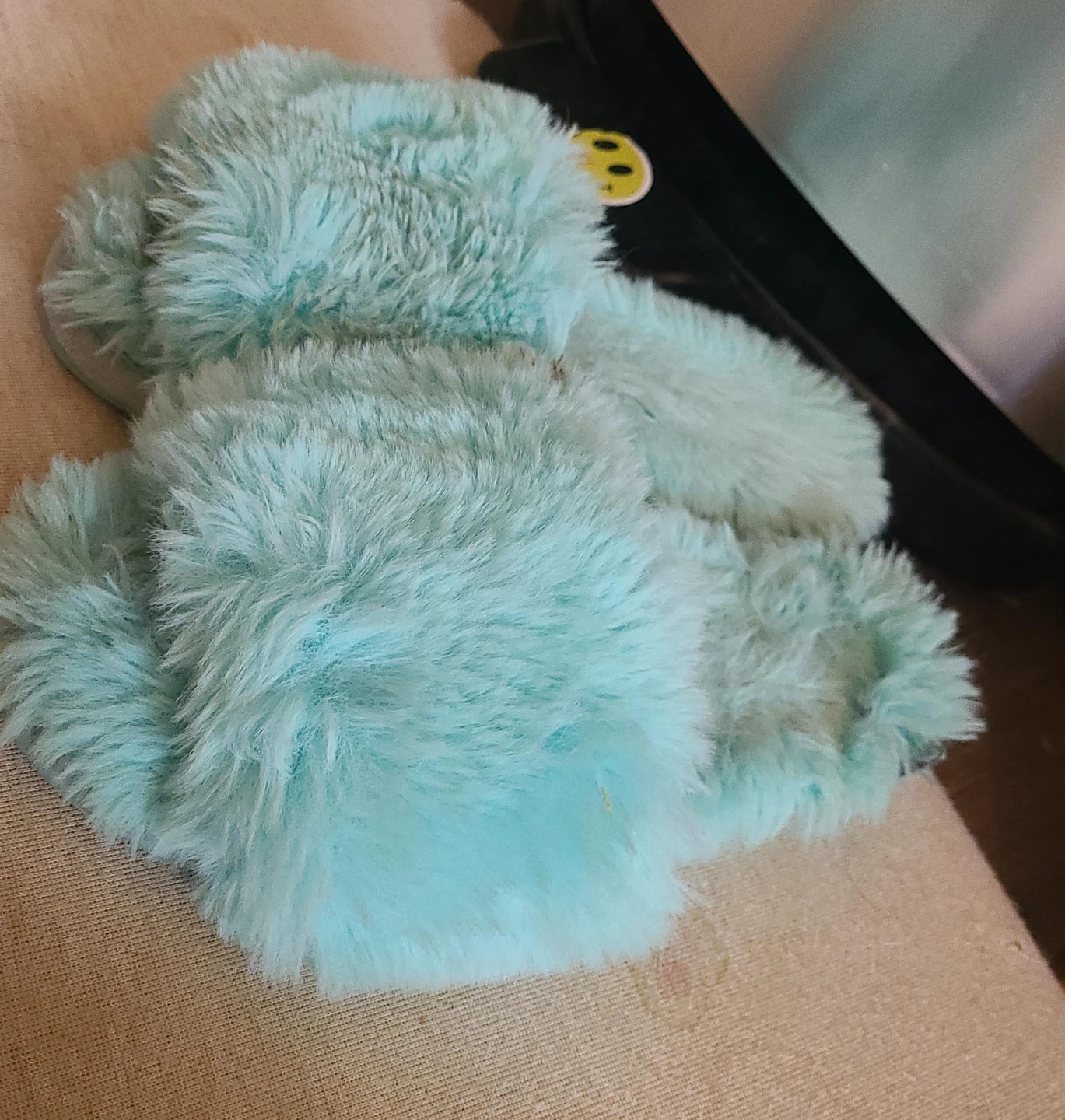 Blue Fuzzy Slippers Size 5-6 🥕