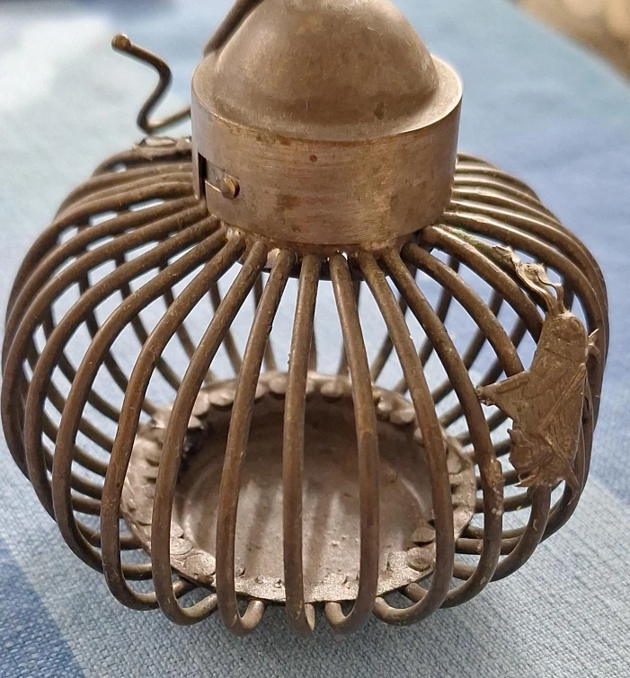 Vintage Brass Candle Holder with Insect Design