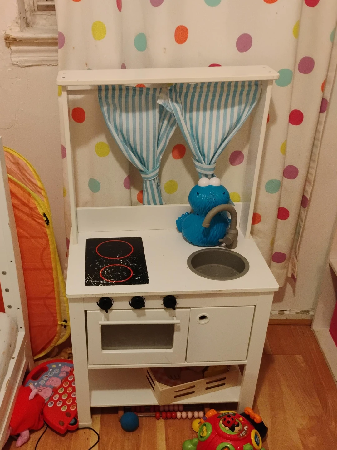 White Kids Play Kitchen with Sink and Stove