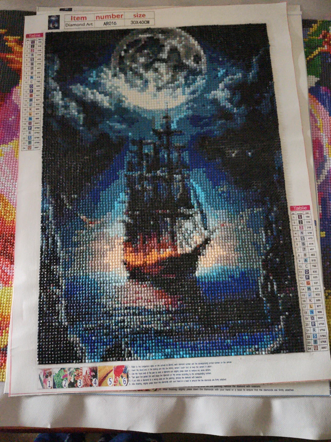 Diamond Art Ship Moon 30x40CM Diamond Painting Kit