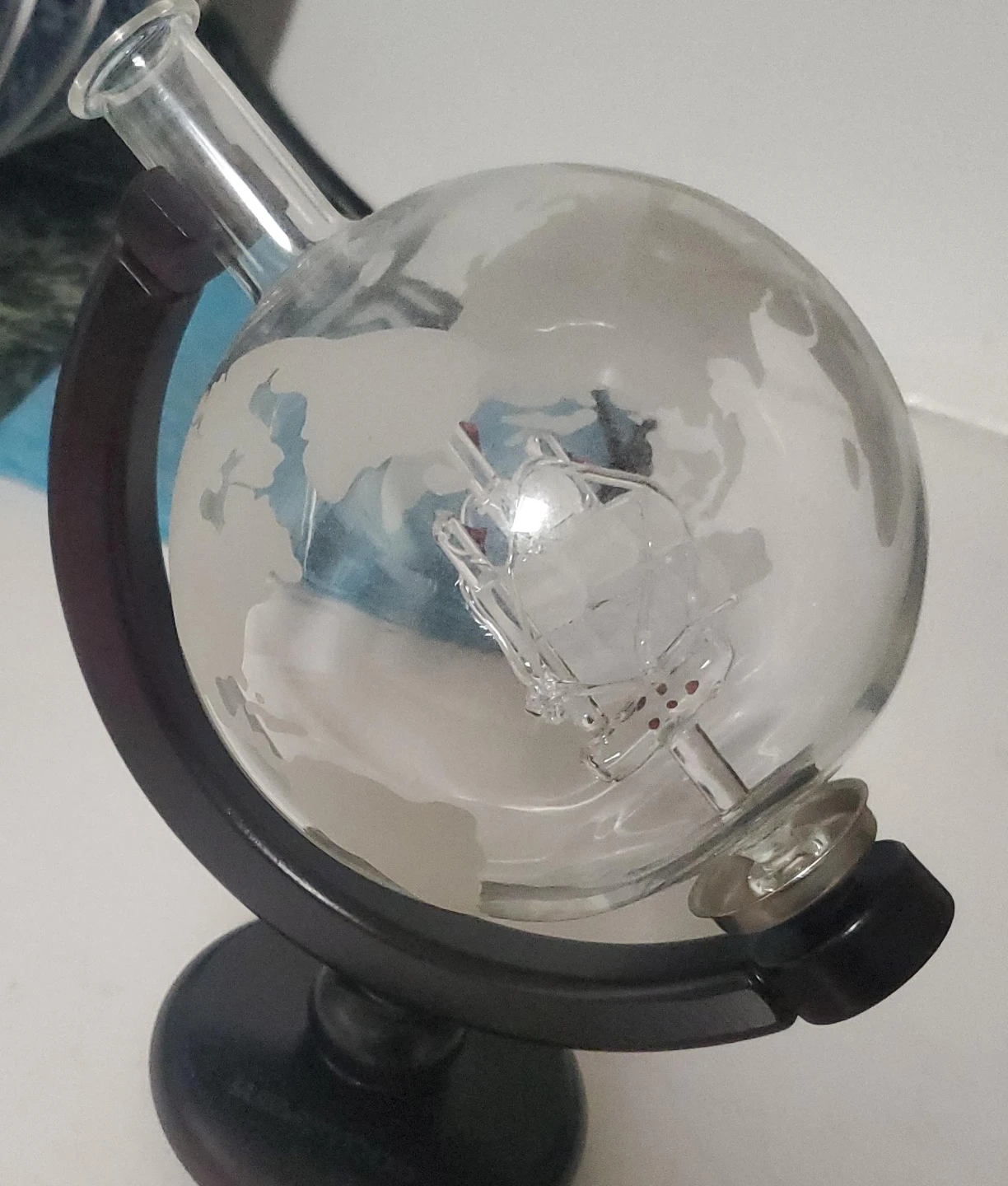 Glass Globe Decanter with Ship Inside
