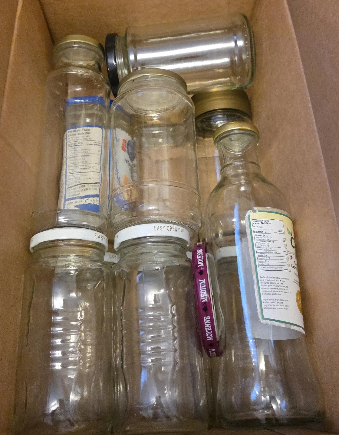 Variety of Empty Glass Jars