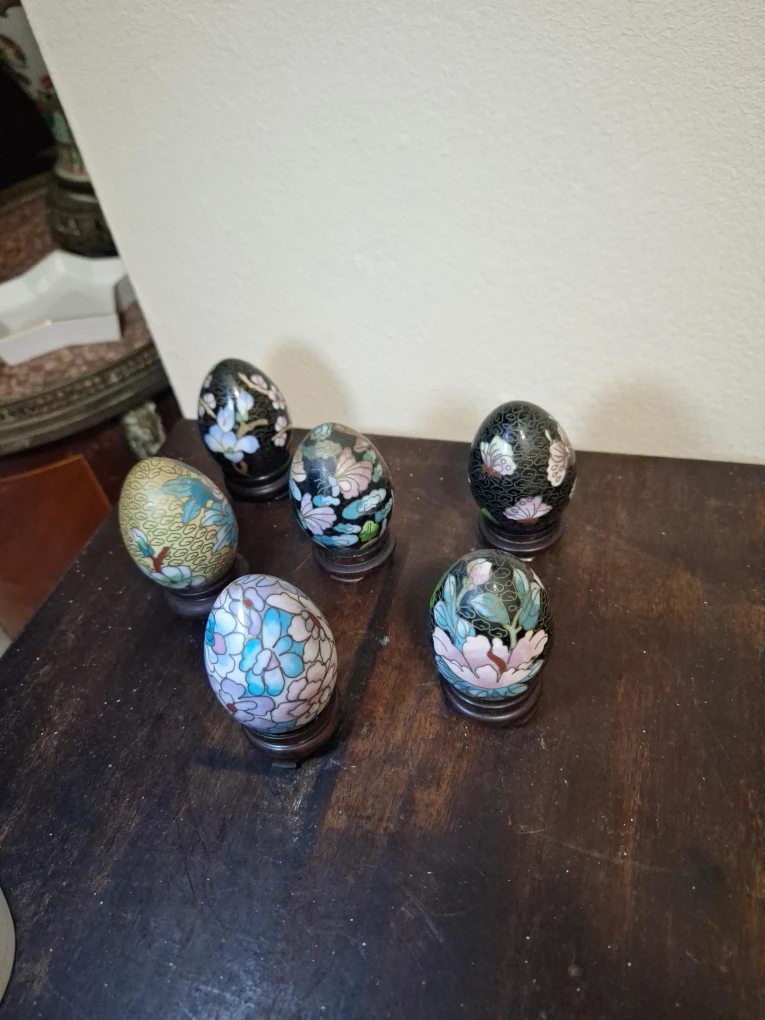 Cloisonné Decorative Eggs (Set of 6)