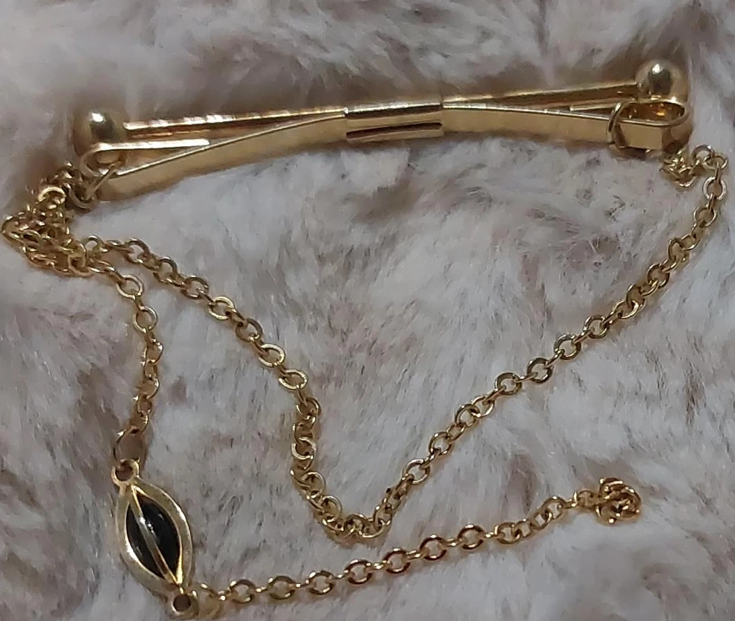 Gold-Tone Tie Clip with Chain