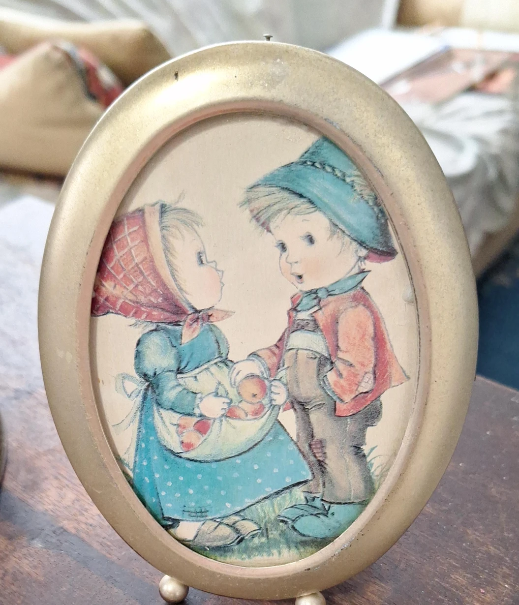 Oval Picture Frame with Children's Illustration