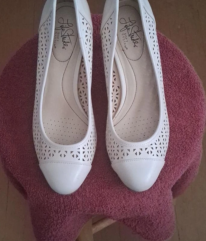 Life Stride Women's White Perforated Wedge Heels