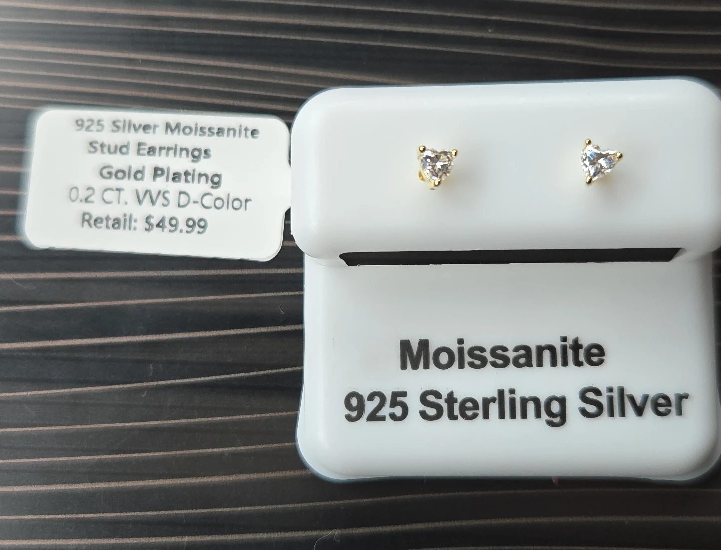 Moissanite 925 Silver Heart Stud Earrings