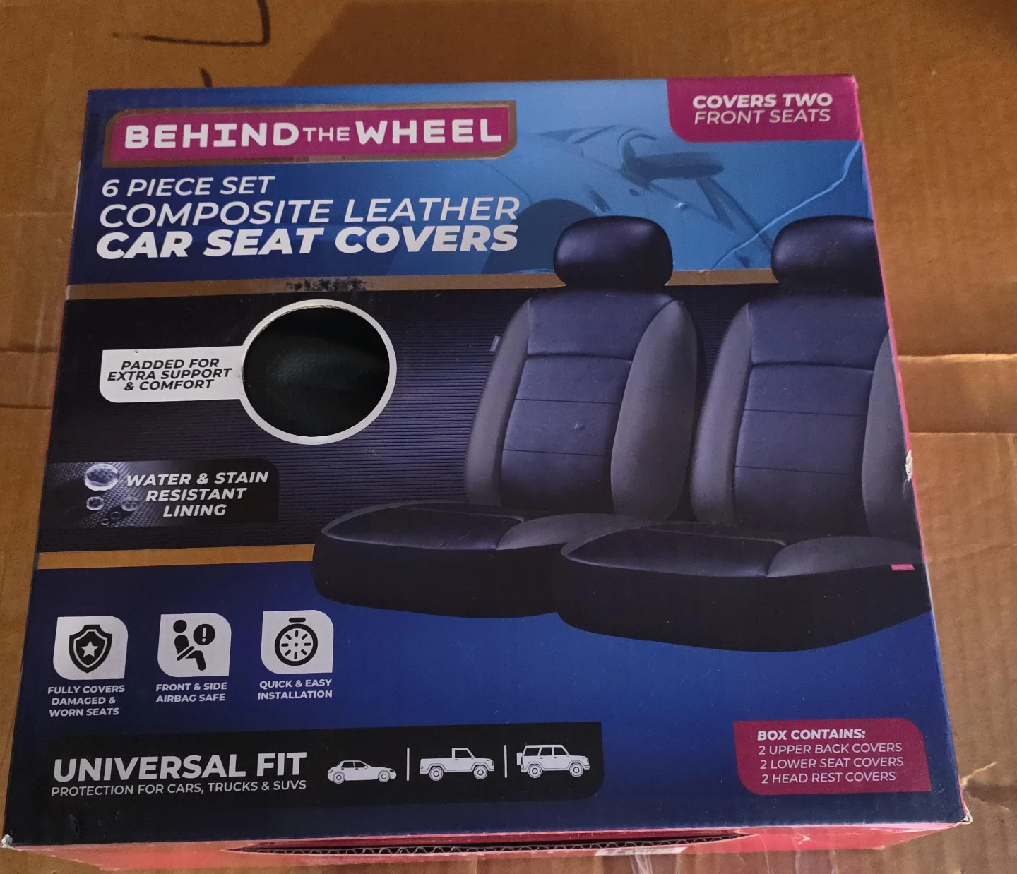Behind The Wheel 6-Piece Car Seat Covers - New in Box!