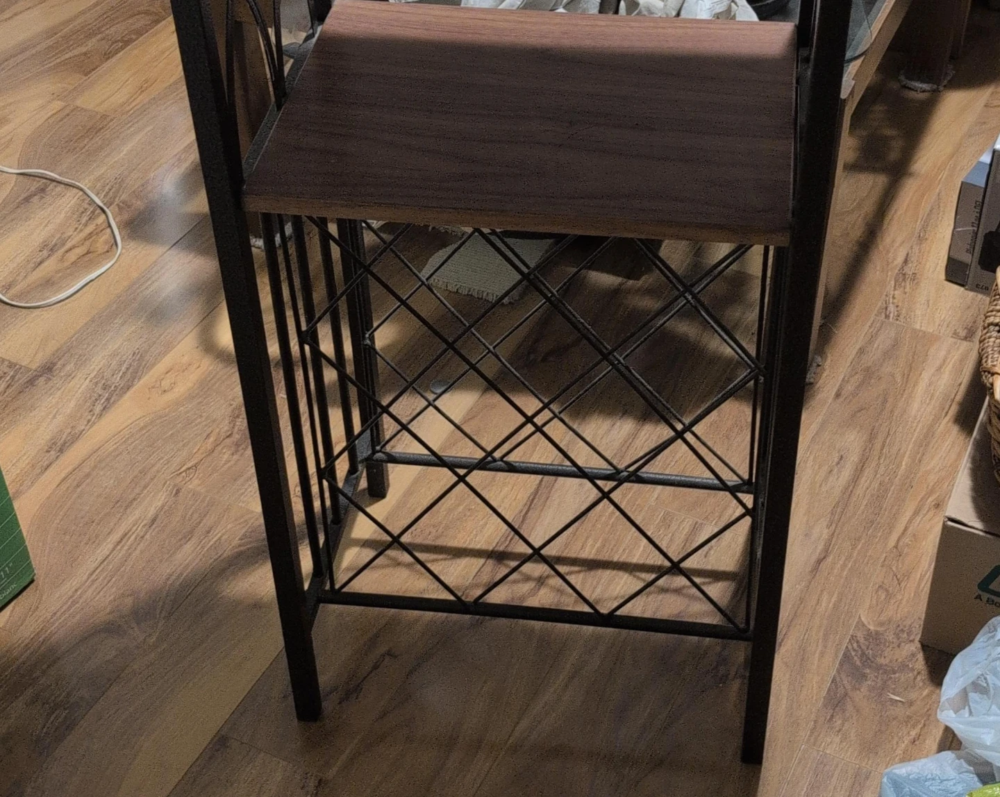 Metal and Wood Wine Rack Shelf