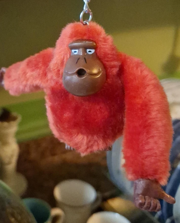 Red Fuzzy Monkey Keychain