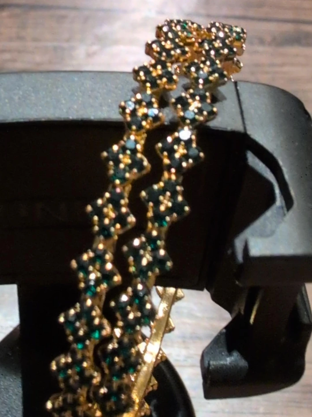 Gold-toned Bangle with Green Stones