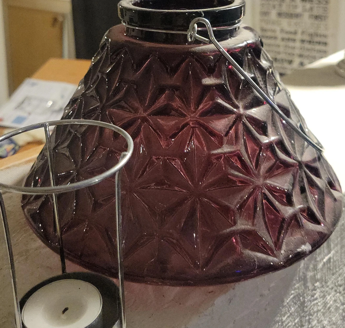 Purple Glass Candle Holder