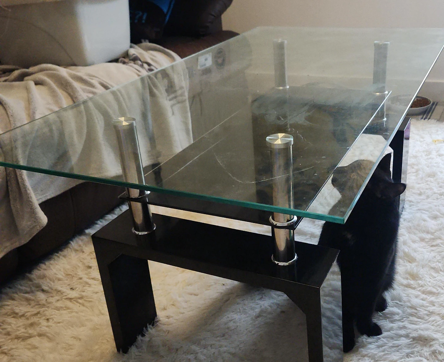 Glass Coffee Table with Black Base