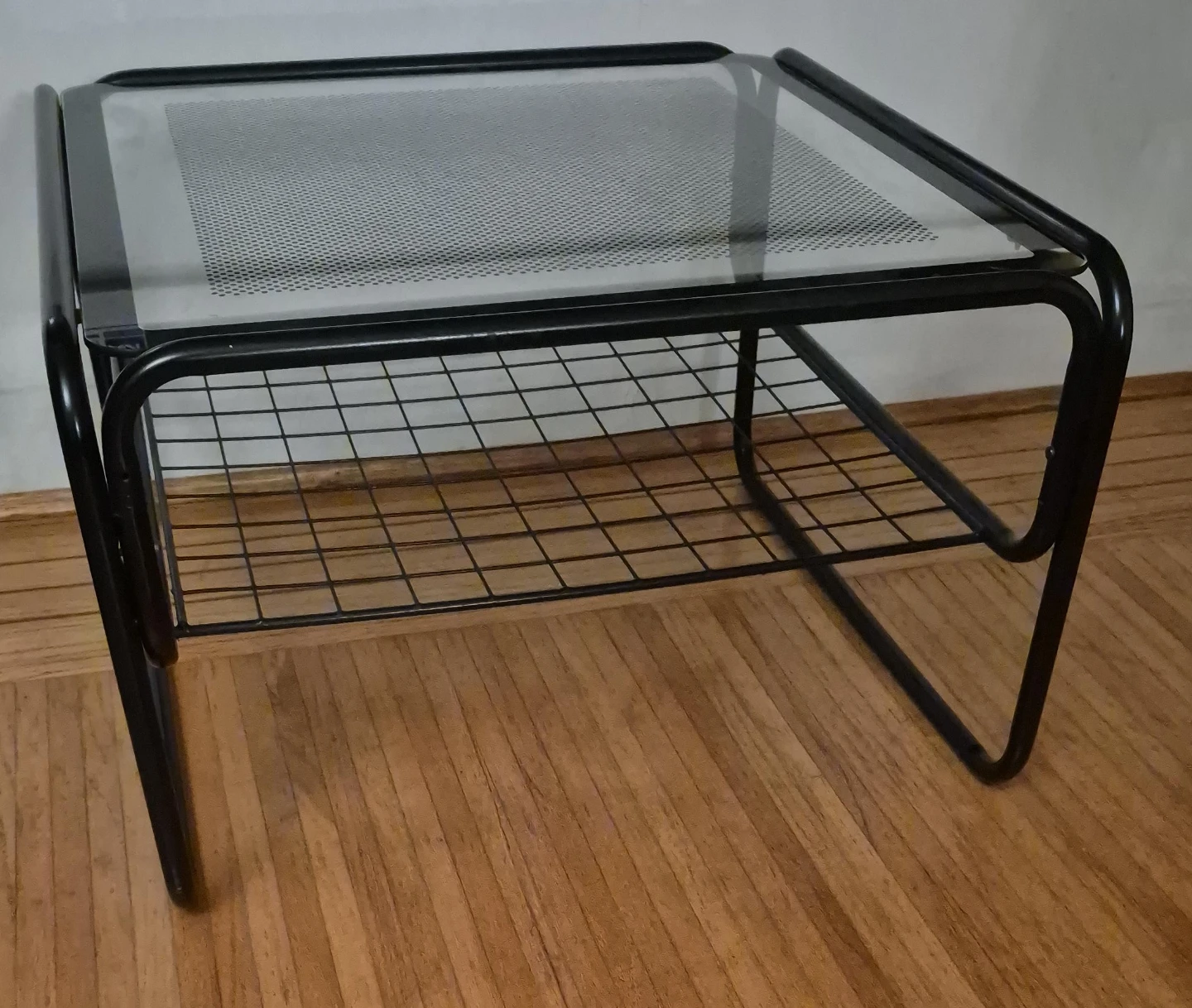 Black Metal & Glass Side Table
