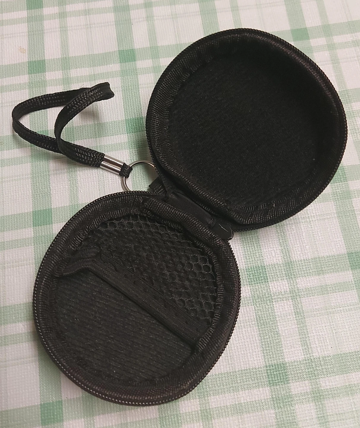 Black Zippered Pouch with Lanyard