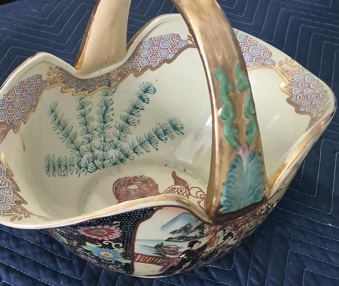 Decorative Porcelain Basket with Handle