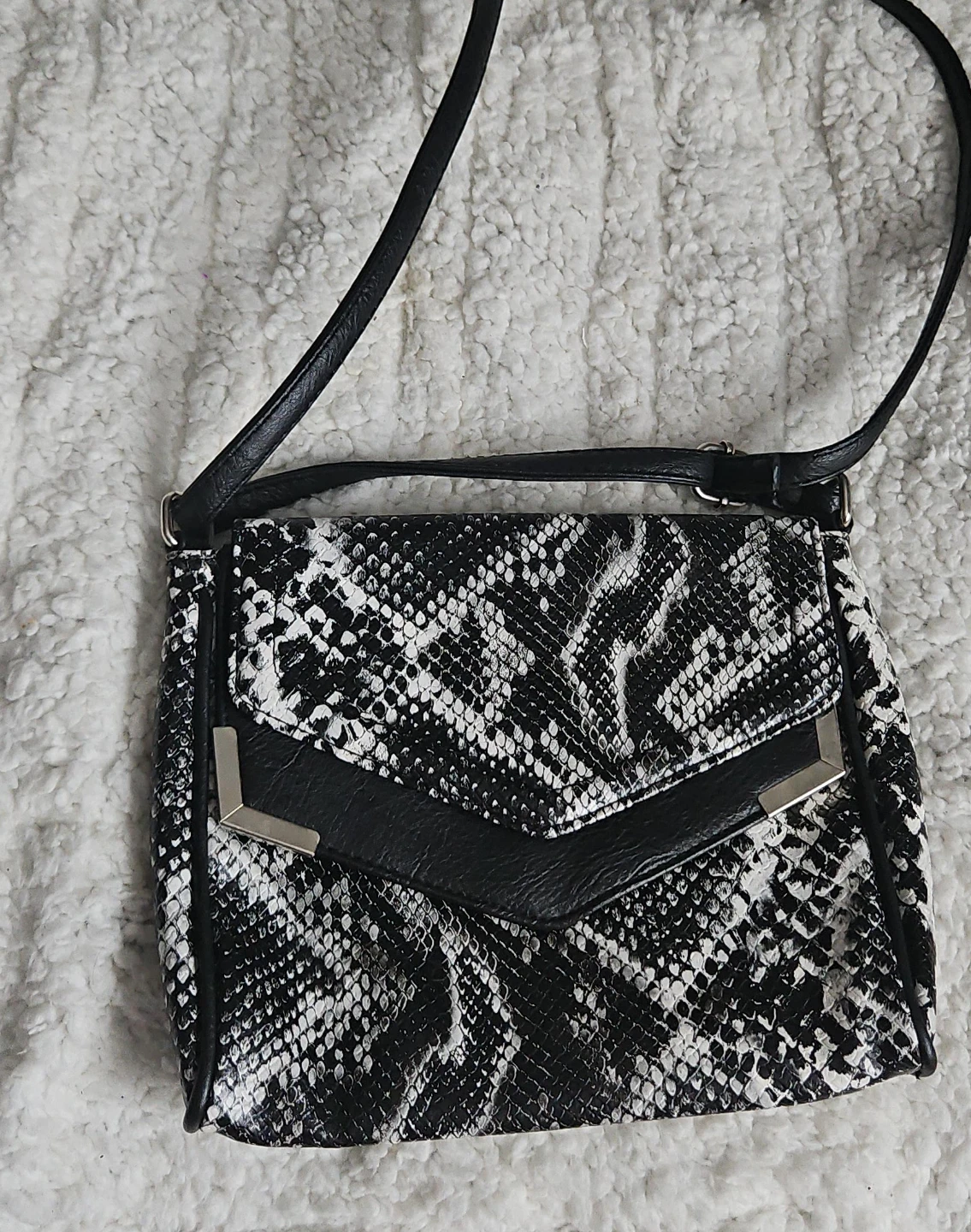Black & White Snakeskin Crossbody Bag