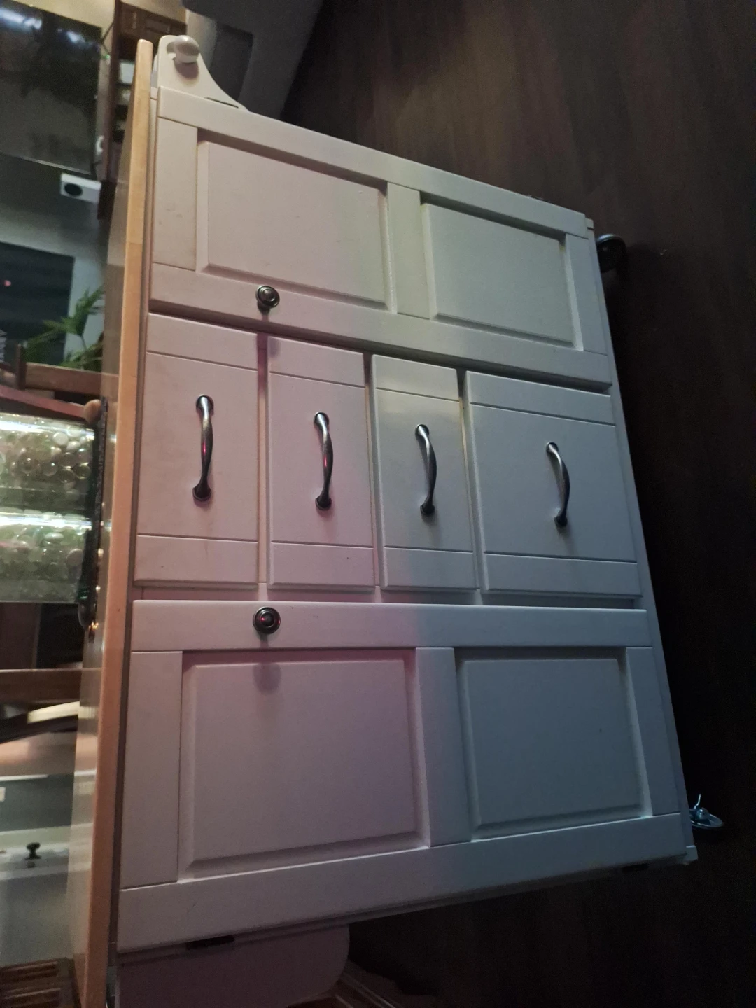 White Storage Cabinet with Drawers and Doors