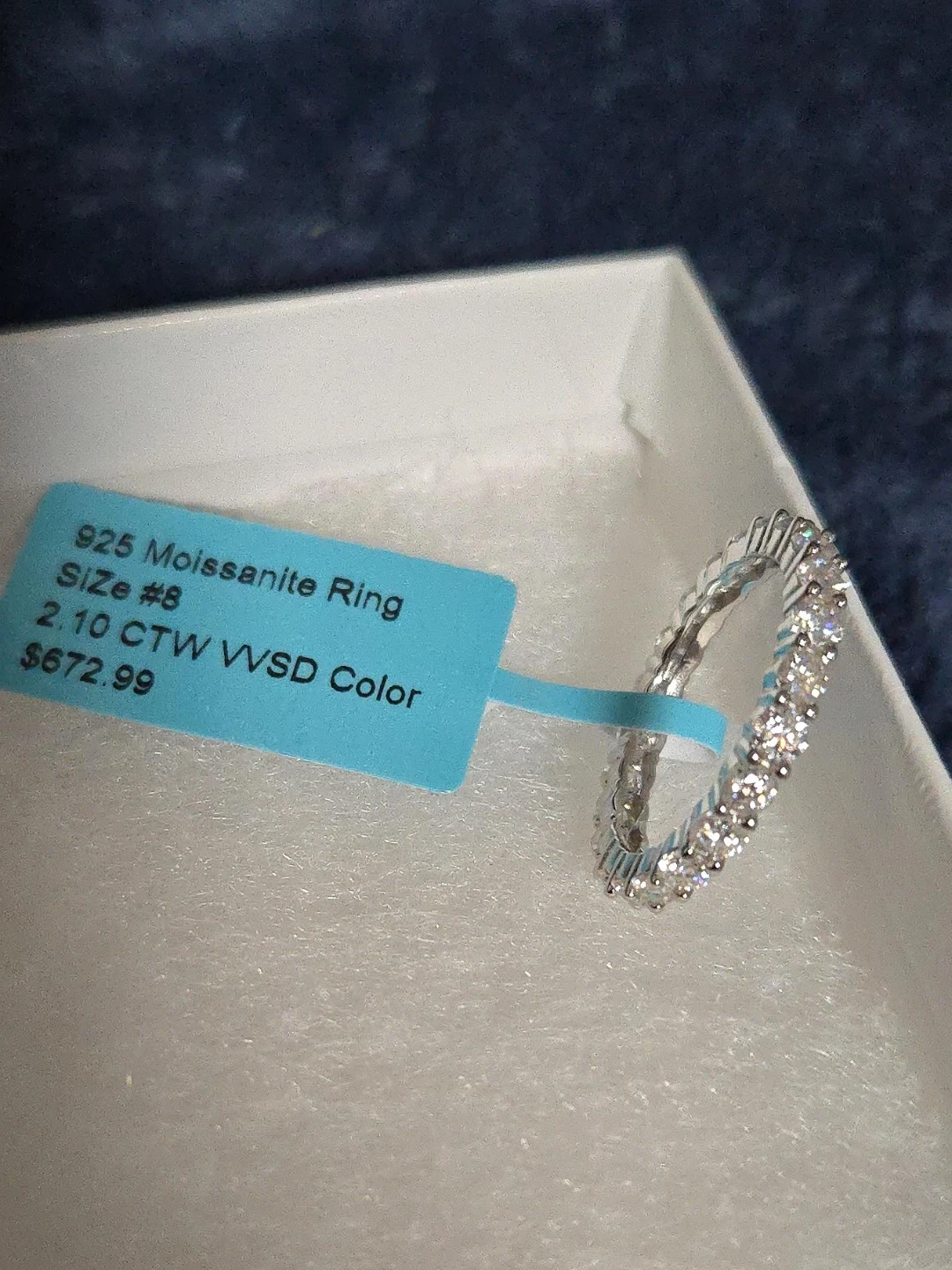 925 Moissanite Ring, Size 8, New 2.10carats