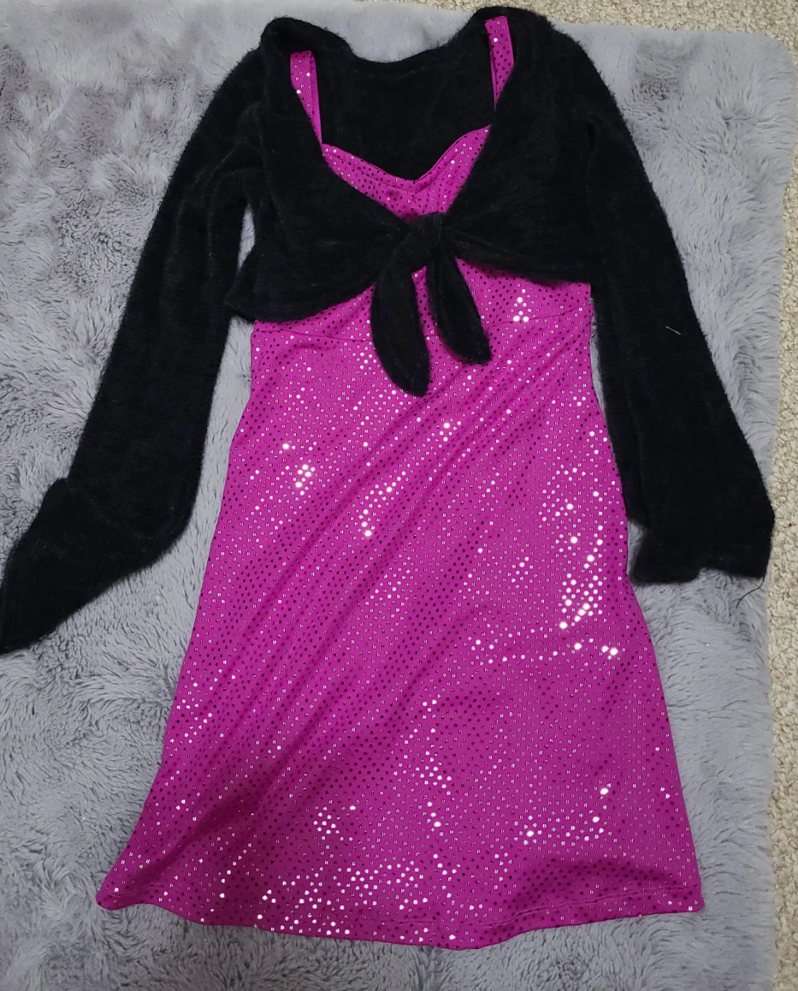 Girls' Pink Sparkly Dress with Black Shrug