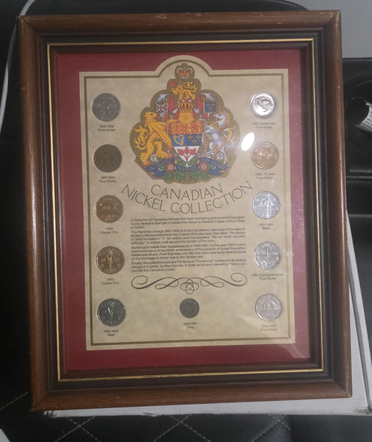 Framed Canadian Nickel Collection