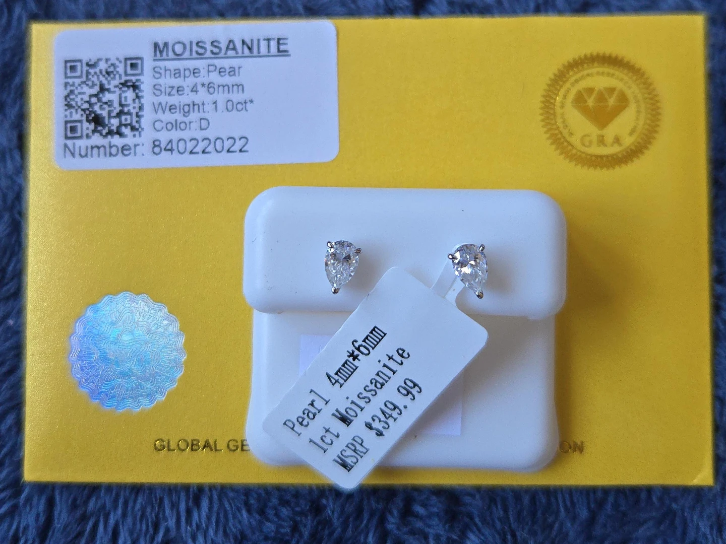 Moissanite Pear Earrings, 4x6mm, 1ct