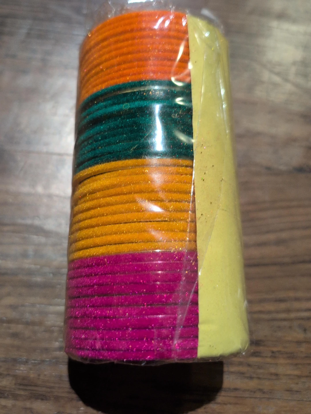 Stack of Glitter Bangles (Orange, Teal, Yellow, Pink)